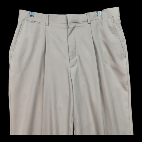 Walter Hagen Men 34x28 Beige Khaki Flat Front Cuffed Dress Pants Trousers Career - Picture 4 of 15